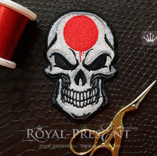 Дизайн машинной вышивки Череп Японский флаг - Royal Present