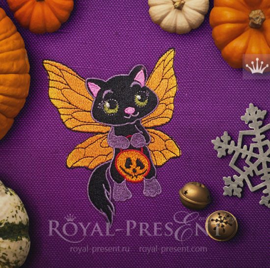 Дизайн машинной вышивки Кошка Хэллоуин - Royal Present