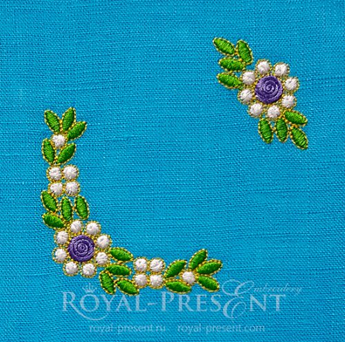 Мини дизайны машинной вышивки Изумрудные цветы - Royal Present