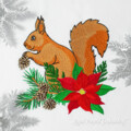 Белка с Пуансеттиями угол дизайн машинной вышивки - 3 размера