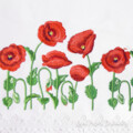 Бордюр из маков Дизайн машинной вышивки - 3 размера