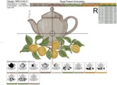 Чайник с Абрикосами Дизайн машинной вышивки - 4 размера