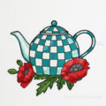 Чайник в бирюзовую клетку с Маками - 4 размера