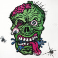 Череп Зомби Дизайн машинной вышивки - 5 размеров
