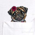 Девочка Мопс карманный портрет - 3 размера