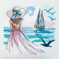Девушка на побережье - 4 размера