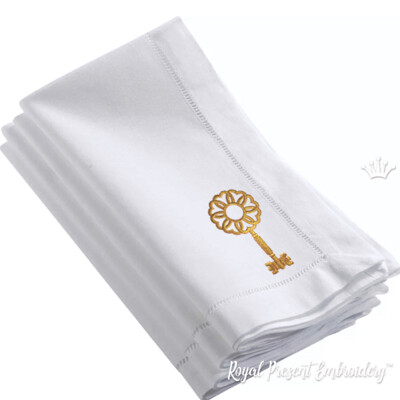 Bronze Key Machine Embroidery Design