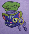 Дизайн для машинной вышивки Чеширский кот в шляпе - 3 размера