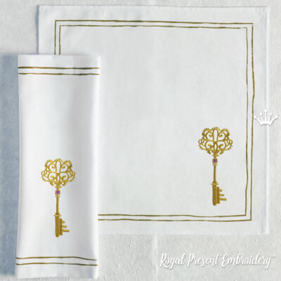 Vintage Key Machine Embroidery Design