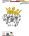 Дизайн для вышивальной машины Английский Бульдог в короне - 5 размеров