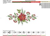 Дизайн машинной вышивки Алые Пуансетии - 3 размера