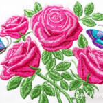 Букет садовых роз с бабочками - 4 размера