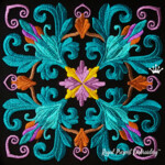 Квилт блок цвет Павлин - 7 размеров