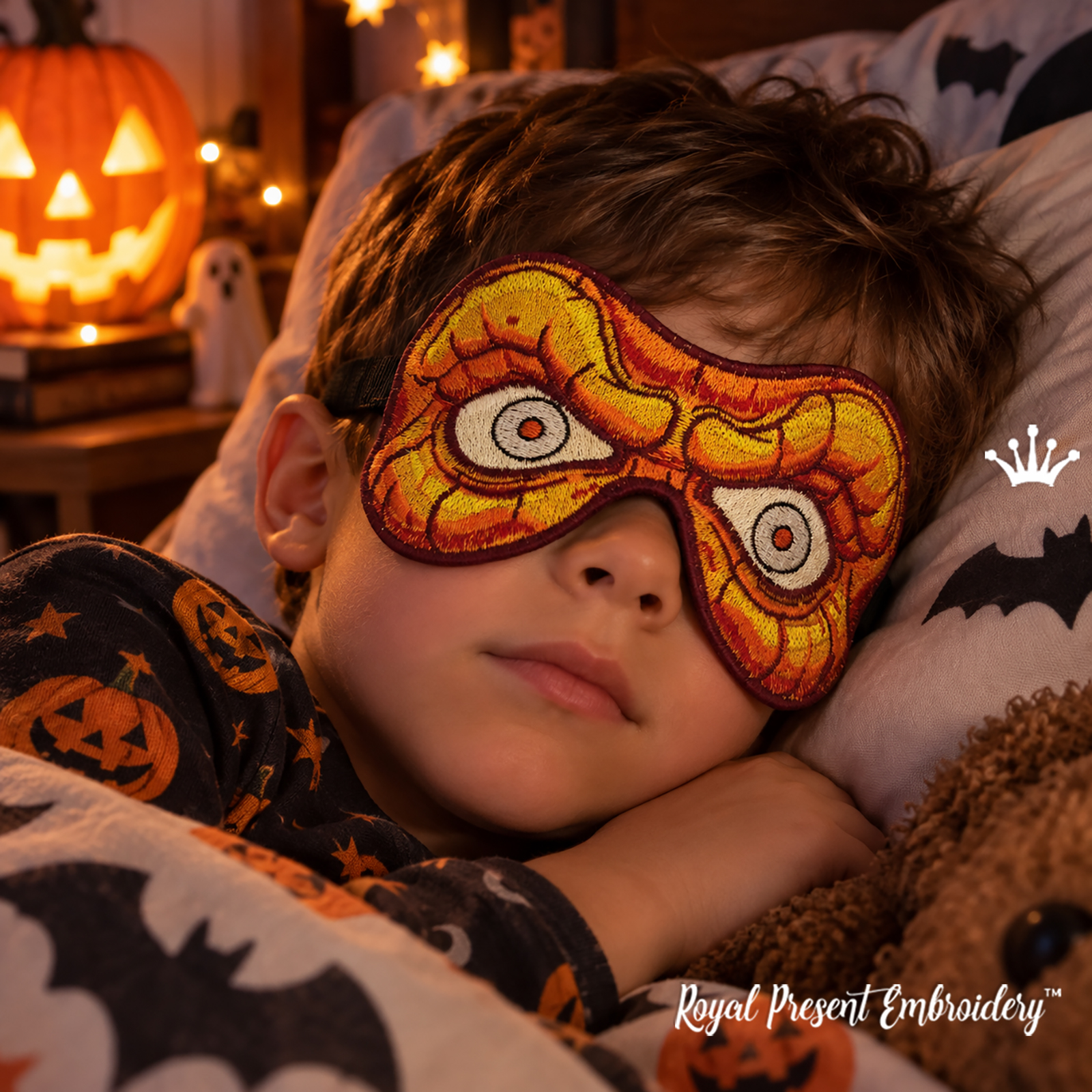 Halloween Sleep Mask Machine Embroidery Design
