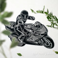 Дизайн машинной вышивки Мотоциклист - 2 размера