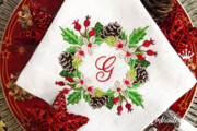 Дизайн машинной вышивки Новогодний Венок для монограммы - 3 размера