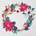 Дизайн машинной вышивки Новогодний венок с Пуансетиями - 3 размера
