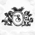 Дизайн машинной вышивки Обрамление для монограммы с Ангелами - 7 размеров