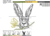 Дизайн машинной вышивки Пасхальный Кролик с тюльпаном