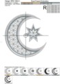 Дизайн машинной вышивки Символ Ислама Звезда и Полумесяц - 3 размера