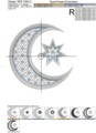 Дизайн машинной вышивки Символ Ислама Звезда и Полумесяц - 3 размера