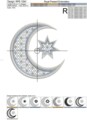 Дизайн машинной вышивки Символ Ислама Звезда и Полумесяц - 3 размера