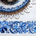 Дизайн машинной вышивки Цветочный Бордюр Гжель