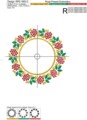 Дизайн машинной вышивки Венок в стиле хохлома - 3 размера