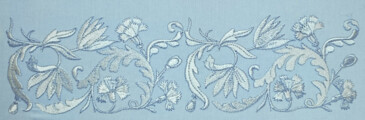 Дизайн машинной вышивки Витиеватый голубой цветочный бордюр
