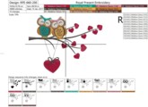 Дизайн машинной вышивки Влюбленные Совы - 2 размера