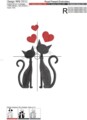 Дизайн машинной вышивки Влюбленные коты - 3 размера