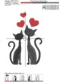 Дизайн машинной вышивки Влюбленные коты - 3 размера