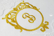 Дизайн машинной вышивки Золотое обрамление для монограммы