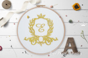 Дизайн машинной вышивки для монограммы с короной - 2 размера