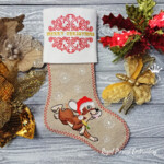 Новогодний щенок и надпись к новому году набор