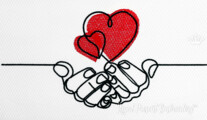 Два Сердца в руках Дизайн машинной вышивки - 7 размеров