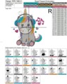 Единорог в наушниках Дизайн машинной вышивки - 2 размера