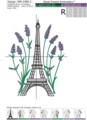 Эйфелева башня из Лаванды Дизайн машинной вышивки - 6 размеров