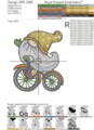 Гном на велосипеде Дизайн машинной вышивки - 3 размера