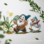 Гном с пасхальным яйцом и утенок - 4 размера