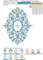 Голубое восточное обрамление для монограммы Дизайн машинной вышивки - 4 размера