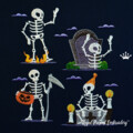 Кладбищенские Скелеты Дизайны машинной вышивки 4 в 1