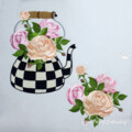 Клетчатый чайник с розами Дизайны машинной вышивки - 3 размера
