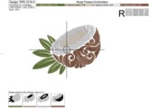 Кокос Витиеватый Дизайн машинной вышивки - 3 размера