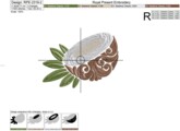 Кокос Витиеватый Дизайн машинной вышивки - 3 размера