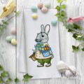 Кролик с шляпой Пасхальный Дизайн машинной вышивки - 5 размеров