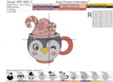Кружка Пингвин Дизайн машинной вышивки - 3 размера