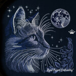 Кот и Луна - 5 размеров