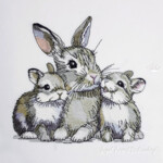 Мама Зайка и Зайчата - 4 размера