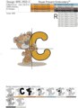 Медвежонок Тедди буква C Дизайн машинной вышивки - 4 размера